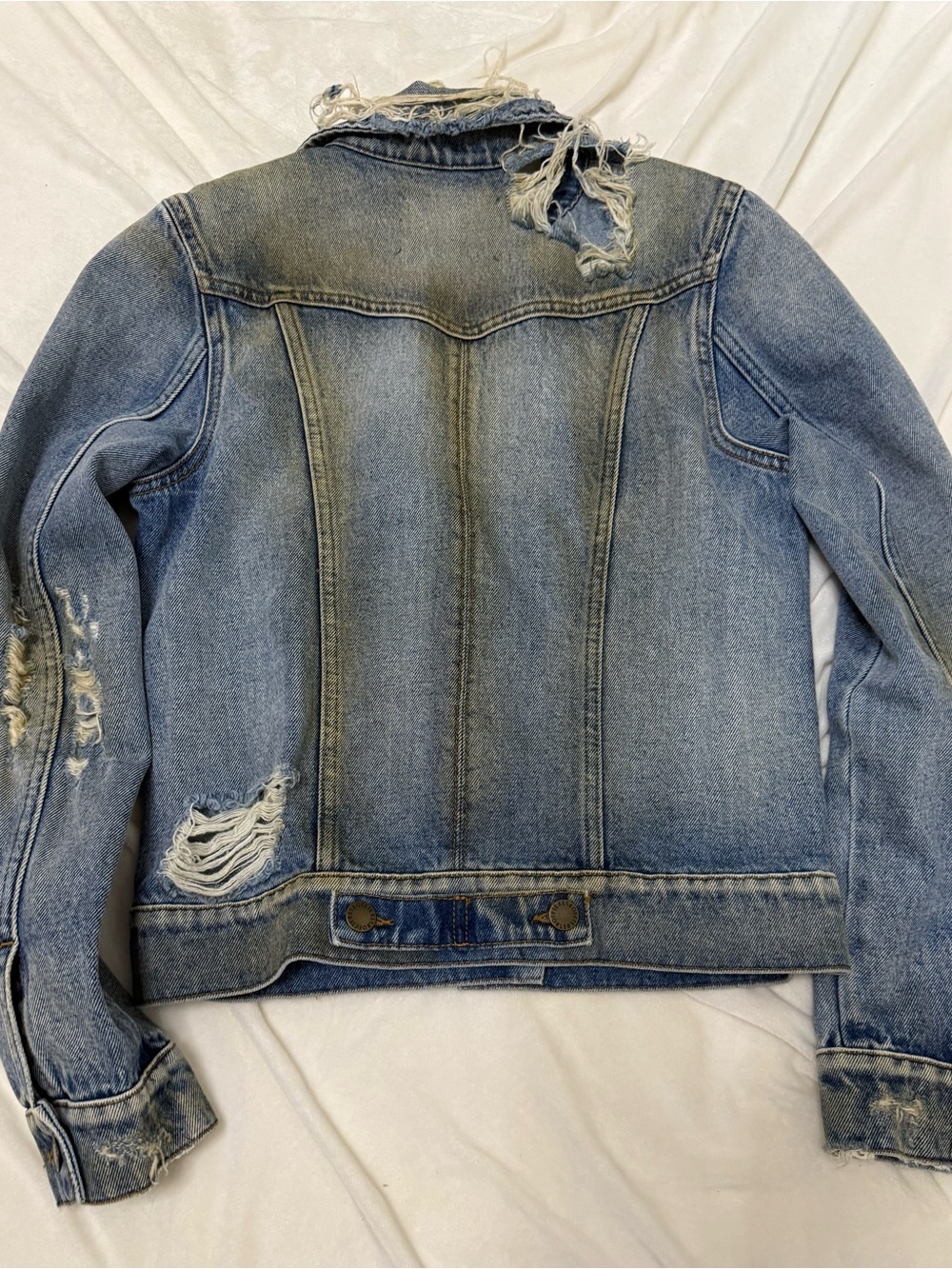 RETROFĂTE NEW Distressed Designer Vintage Denim Set Jean Jacket and Pants - Picture 4 of 15
